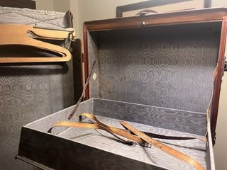 Baule valigia vintage in pelle marrone 1930