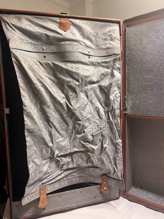 Baule valigia vintage in pelle marrone 1930