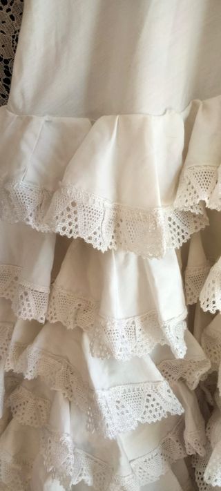 Traje Flamenca Niña Hecho a Mano Blanco