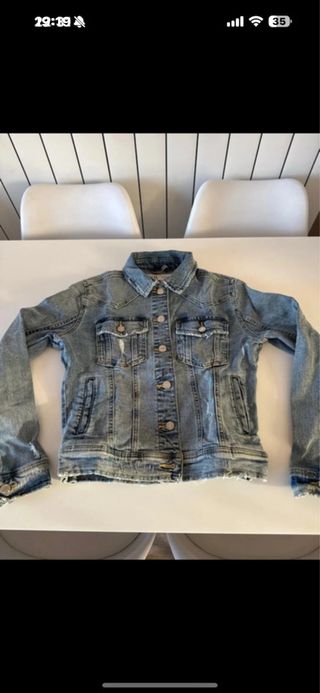 Cazadora Vaquera Mujer Zara Azul