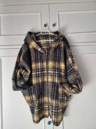 Chaquetón lana cuadros mujer