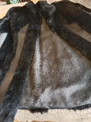 Abrigo piel negro y azul T.48/50