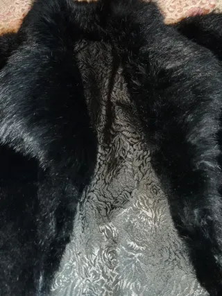 Abrigo piel negro y azul T.48/50