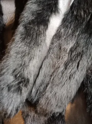 Abrigo piel negro y azul T.48/50