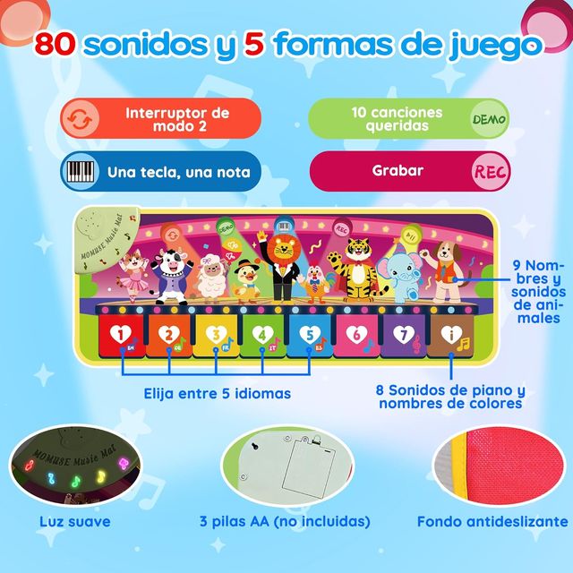 Alfombra Musical Infantil 5 Idiomas