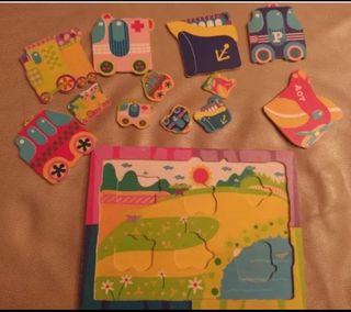 Puzzle infantil madera piezas vehículos