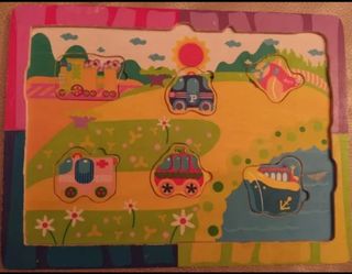 Puzzle infantil madera piezas vehículos