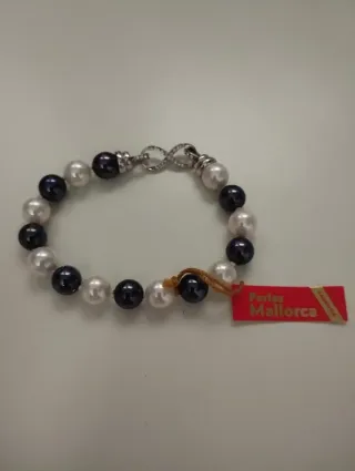 Pulsera Perlas Majorica Gris y Blanca