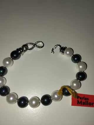 Pulsera Perlas Majorica Gris y Blanca