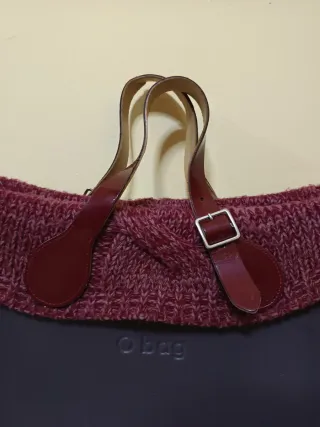 Borsa O bag marrone/viola con inserto