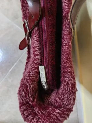 Borsa O bag marrone/viola con inserto