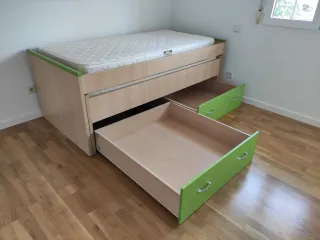 Cama nido madera con 2 colchones