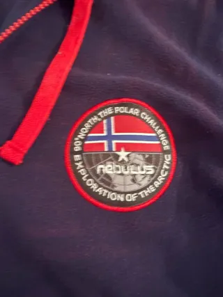 Felpa Nebulus blu e rossa con cappuccio