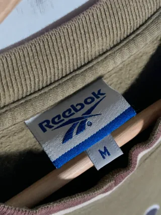 Sudadera Reebok vintage, jersey retro Y2K caqui