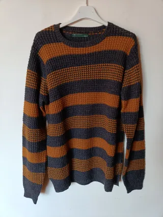 Maglione Piazza Italia righe marrone/grigio