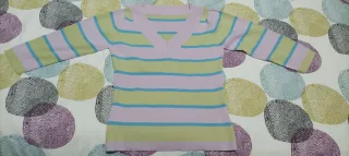 Jersey de punto rayas verde, morado y azul. Nuevo