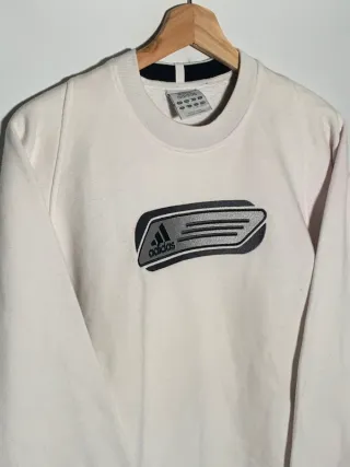 Sudadera Adidas vintage, jersey retro Y2K blanca