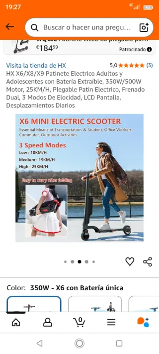 Patinete Eléctrico HX X6 ultra Plegable