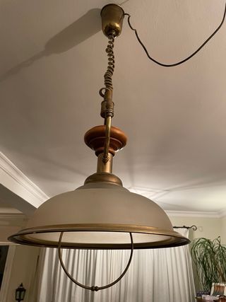 Lámpara de techo madera, metal y cristal