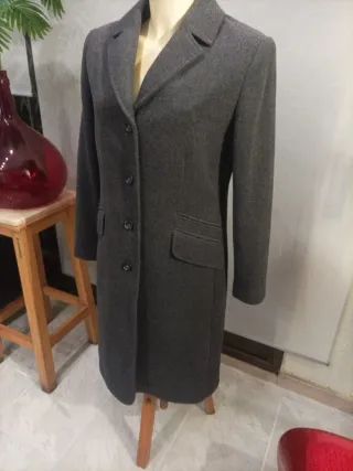 Abrigo paño gris forro seda