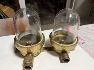 2 Lámparas de Barco Bronce y Cristal