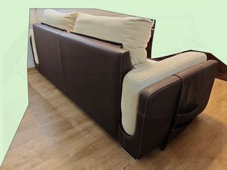 Sofá 2 plazas beige y marrón