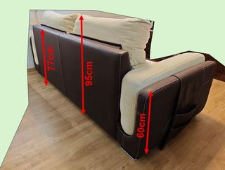 Sofá 2 plazas beige y marrón