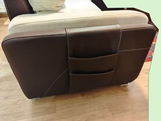 Sofá 2 plazas beige y marrón