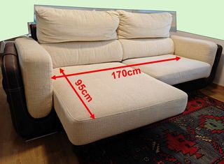 Sofá 2 plazas beige y marrón