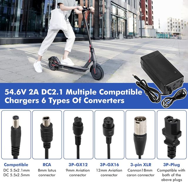 Cargador 54.6V 2A 48V Universal 6 Conectores