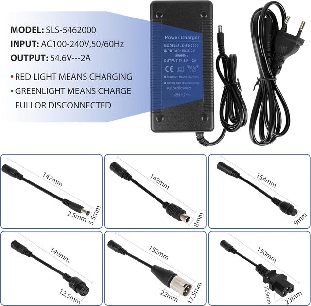 Cargador 54.6V 2A 48V Universal 6 Conectores