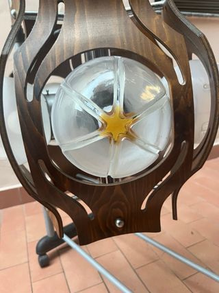 Lampadario Mazzega Vintage Anni 60 Vetro Legno