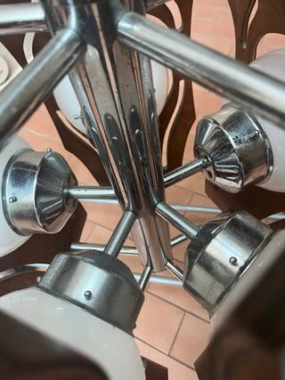 Lampadario Mazzega Vintage Anni 60 Vetro Legno