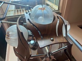 Lampadario Mazzega Vintage Anni 60 Vetro Legno