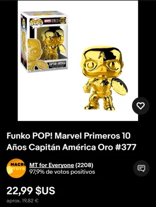 Funko Pop Capitán América 377 Marvel Dorado