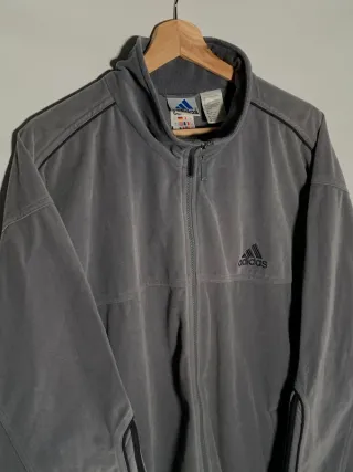 Sudadera Adidas vintage, chaqueta retro Y2K gris