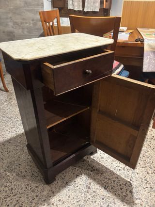 Mueble antiguo madera maciza con mármol