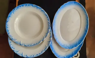 2 Antiche Fontane e 2 Piatti in Ceramica