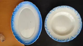 2 Antiche Fontane e 2 Piatti in Ceramica