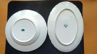 2 Antiche Fontane e 2 Piatti in Ceramica