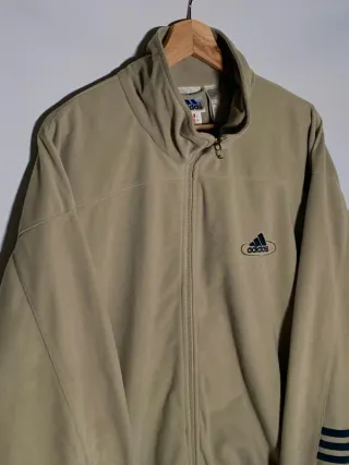 Sudadera Adidas vintage, chaqueta retro Y2K beige
