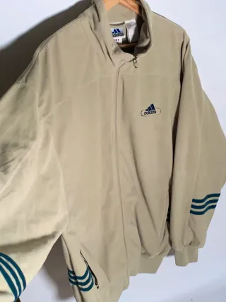 Sudadera Adidas vintage, chaqueta retro Y2K beige
