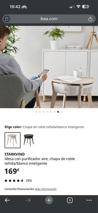 Mesa auxiliar con purificador de aire