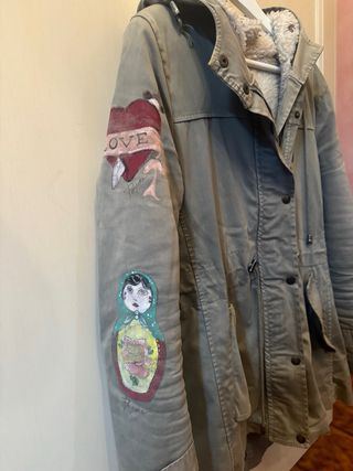Parka donna vintage dipinto a mano