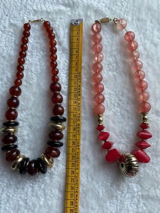 2 collane donna vintage marrone-rosse