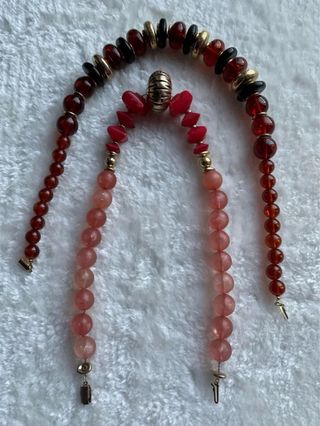 2 collane donna vintage marrone-rosse