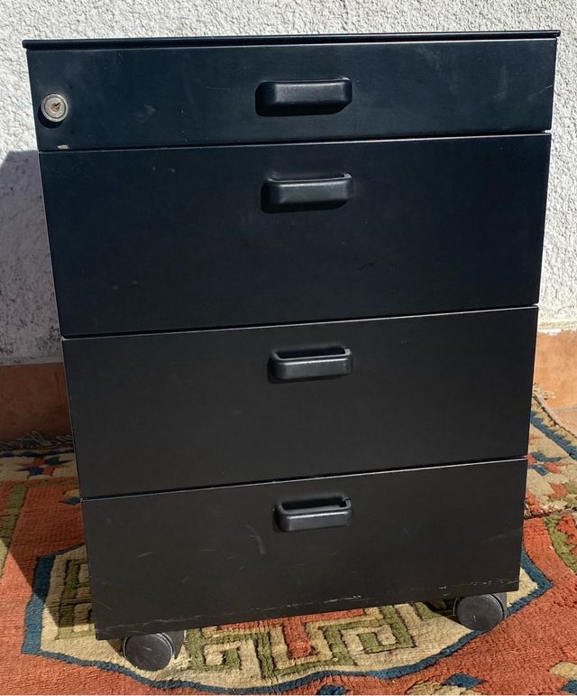 Coppia cassettiere ufficio nere con ruote