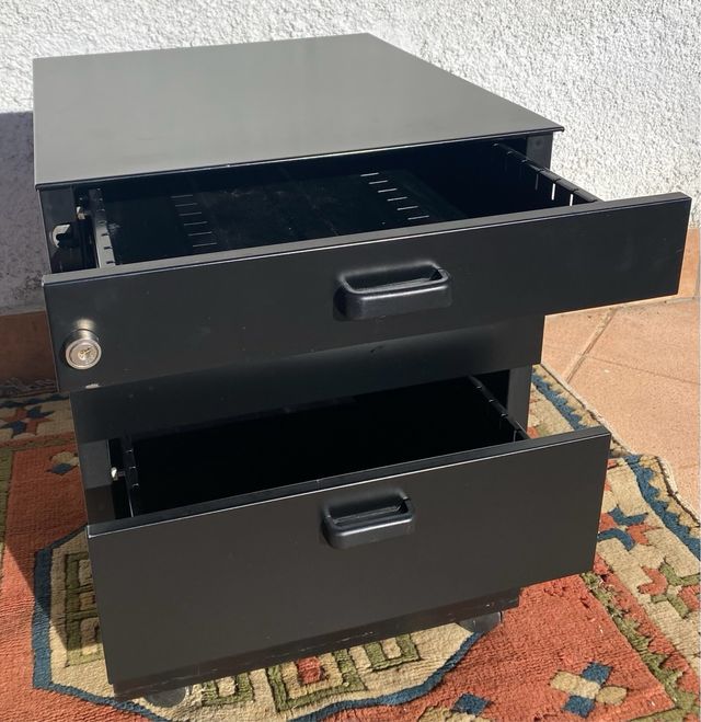 Coppia cassettiere ufficio nere con ruote