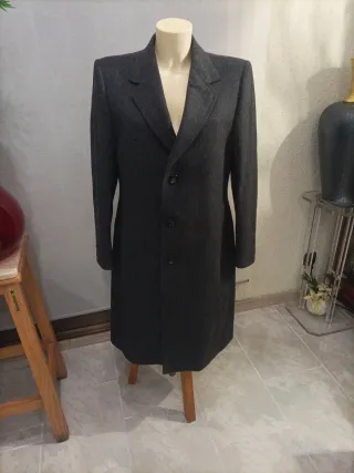 Abrigo lana virgen gris