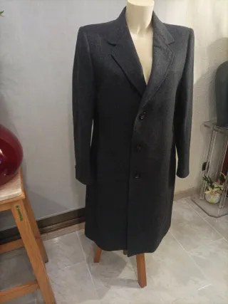 Abrigo lana virgen gris